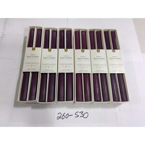 Threshold Taper Candles 24ct Purple 10in NEW Ribbed Unscented Plum 6 Packs of 4